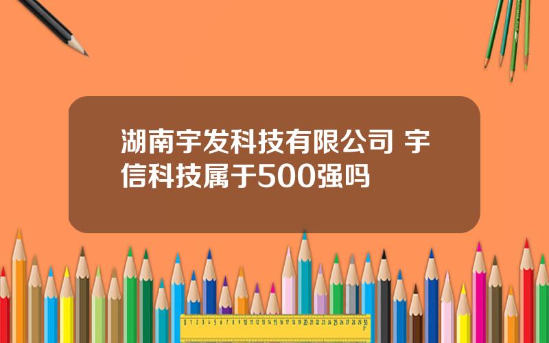 湖南宇发科技有限公司 宇信科技属于500强吗